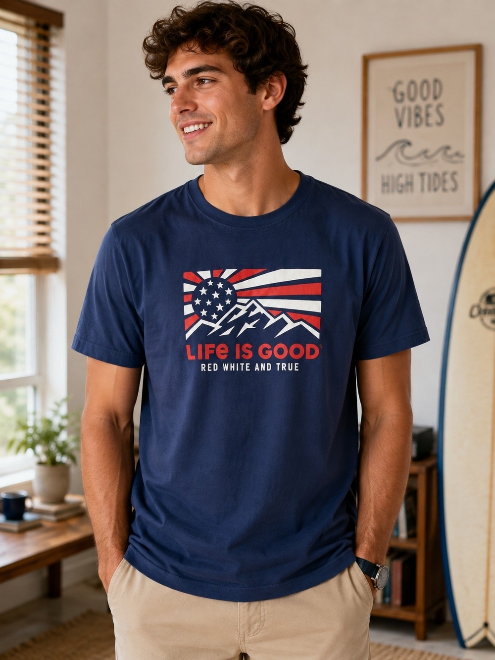 Life is Good Men's Navy 'Life Is Good' Graphic T‑Shirt NWT